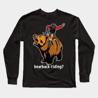 Funny Cowboy Bearback Riding Mashup Long Sleeve T-Shirt